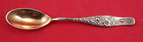 Demitasse Spoon vermeil  w/ wild roses motif  4